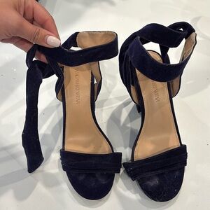 Who What Wear Blue velvet heels